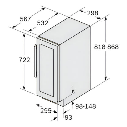 Cava Eléctrica Vinoteca Bosch Kuw20vhf0 21 Botellas Puerta De Cristal