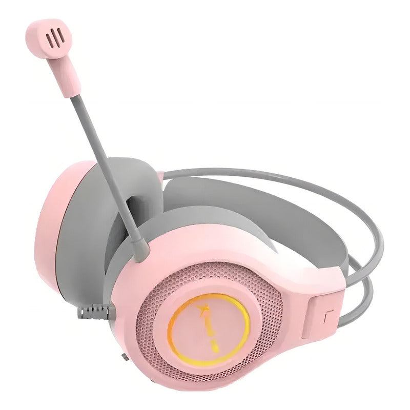 Vincha Con Luz Rgb Auricular Gamer Con Cable Xtrike Color Rosa