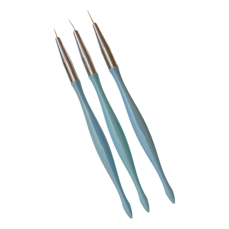 Pincel Liner Pack X3 Para Uñas Kit De 3 Pinceles Liner Celeste