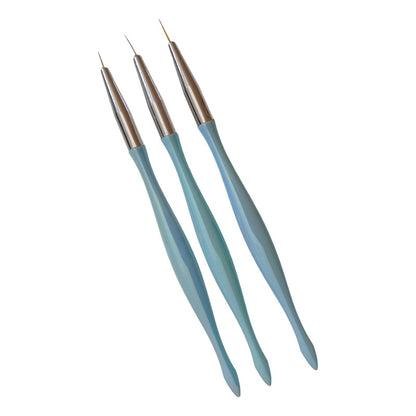 Pincel Liner Pack X3 Para Uñas Kit De 3 Pinceles Liner Celeste