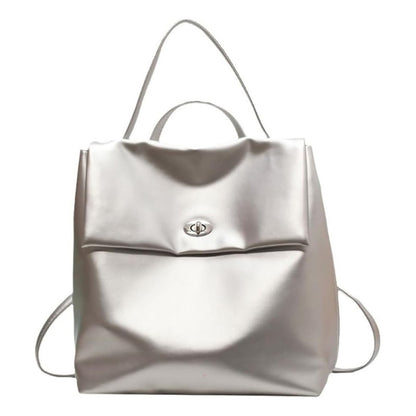 Mochila Urbana Genérica Cartera 2 En 1 Moda Cuerina Plateado Liso