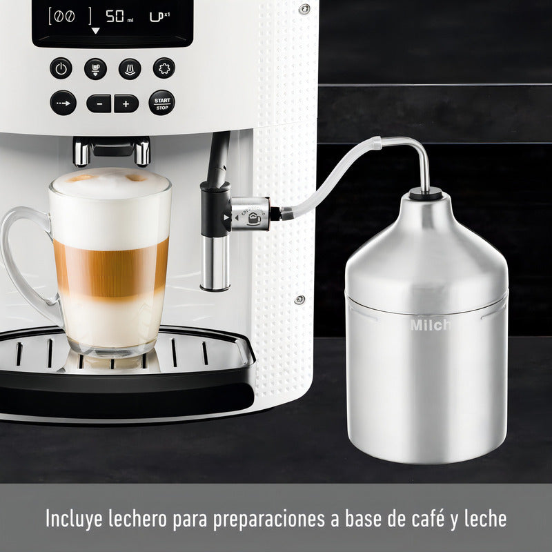 Cafetera Espresso Krups Full Auto Display Blanca + Lechero E - Blanco