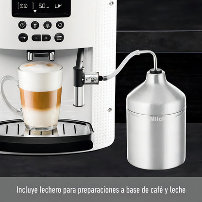 Cafetera Espresso Krups Full Auto Display Blanca + Lechero