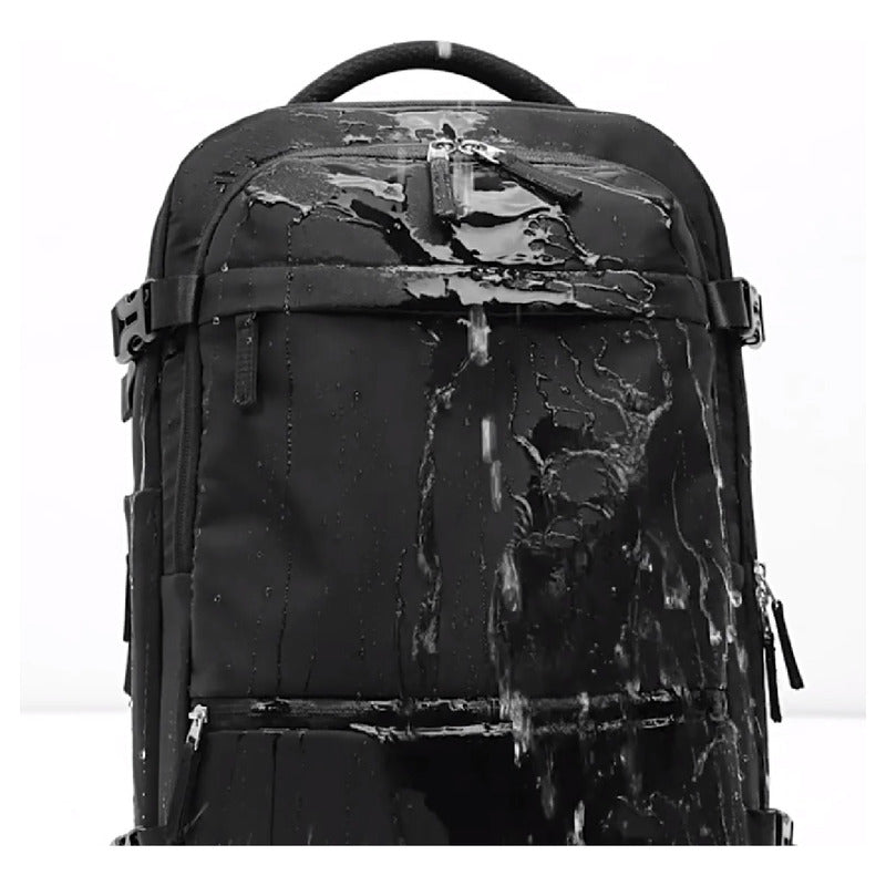 Mochila De Mujer Impermeable De Tela Nylon Cartera Para Dama Negro. Liso