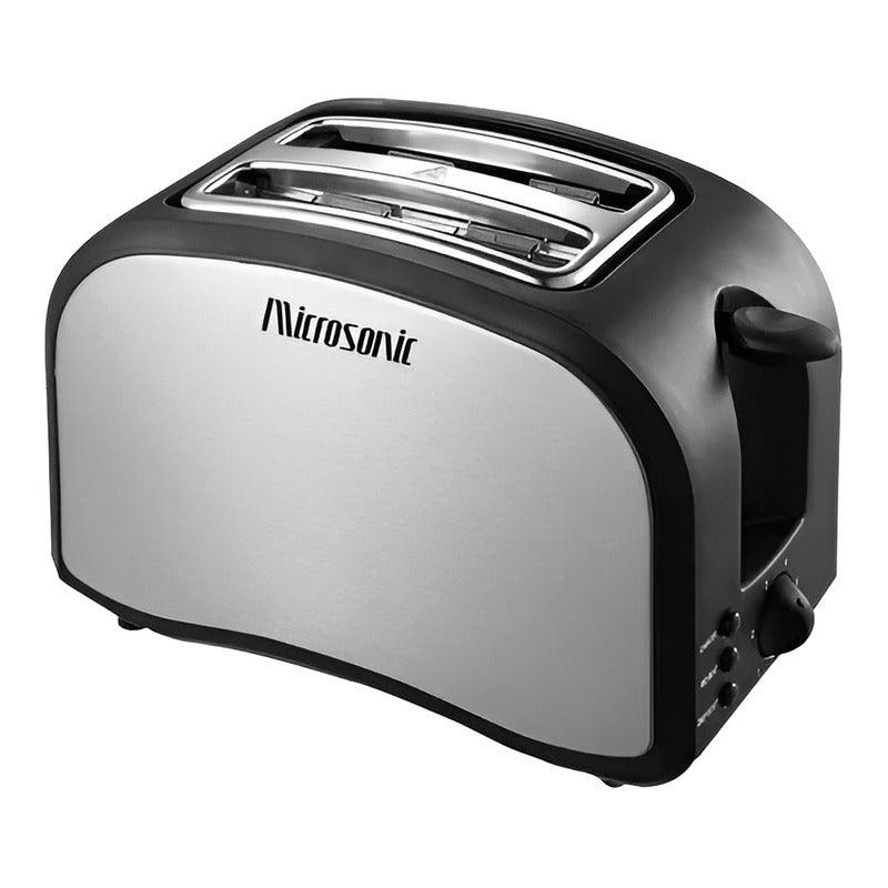 Tostadora Microsonic 2 Panes Acero 6 Niveles Casahogar Color Gris Negro