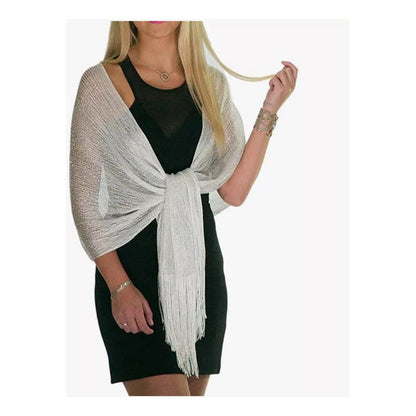 Chalinas De Fiesta Chal Fino Con Brillo En Varios Colores Plateado Rayas