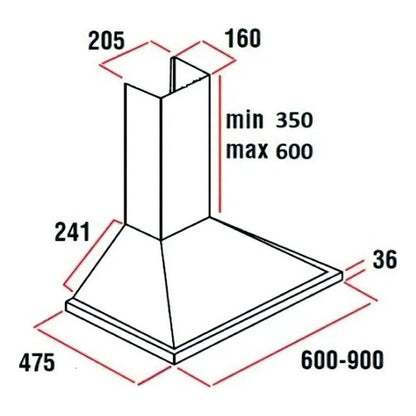 Campana Extractora Punktal Acero Inoxidable Con Luz Led
