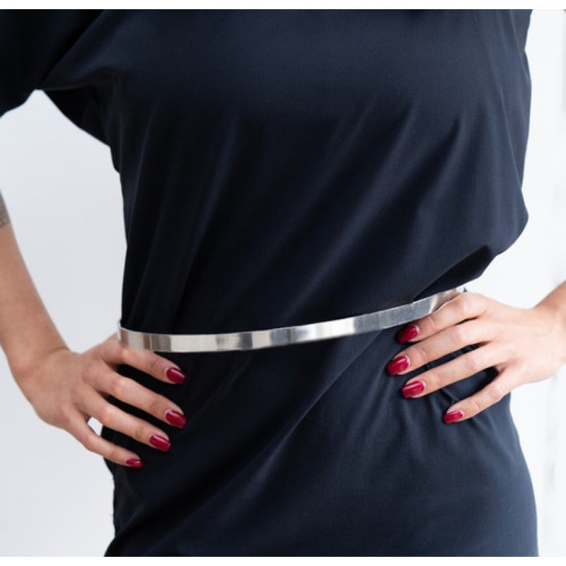 Cinto De Metal Para Dama Ancho 2 Cm Diseño Dorado Y Plateado Plateado Único