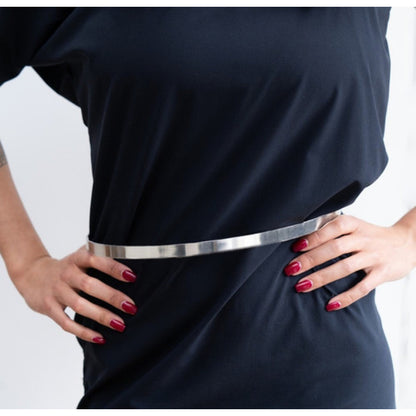 Cinto De Metal Para Dama Ancho 2 Cm Diseño Dorado Y Plateado Plateado Único