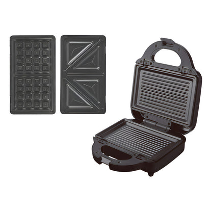 Sandwichera Grill Y Waflera Rotel 3 En 1 Color Negro