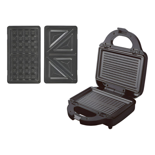 Sandwichera Grill Y Waflera Rotel 3 En 1 Color Negro