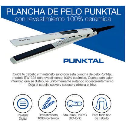 Planchita De Pelo Punktal Pk-325bw Blanca Plancha Alisadora - Blanco