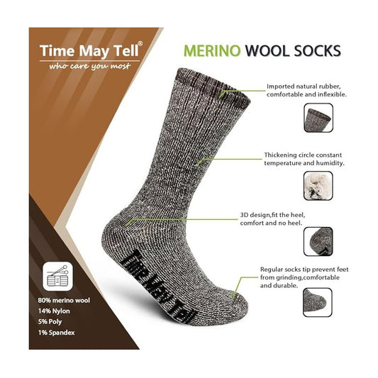 Medias Térmicas Time May Tell - 80% Lana Gris Claro Liso L 9-13