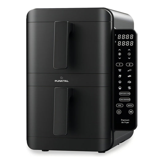 Freidora Sin Aceite Doble 4 + 4 Lts Digital Pk-390 Fd Color Negro