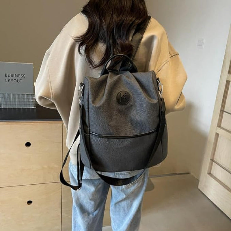 Mochila Antirrobo Urbana Genérica Cartera Mujer 30cm Gris Liso