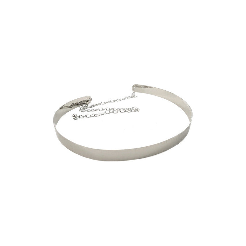 Cinto De Metal Para Dama Ancho 2 Cm Diseño Dorado Y Plateado Plateado Único