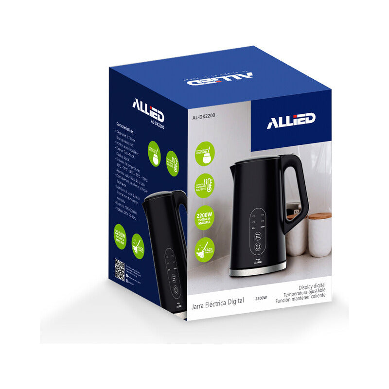 Jarra Eléctrica Allied Display Digital 1,7 Litros 2200 W Negro