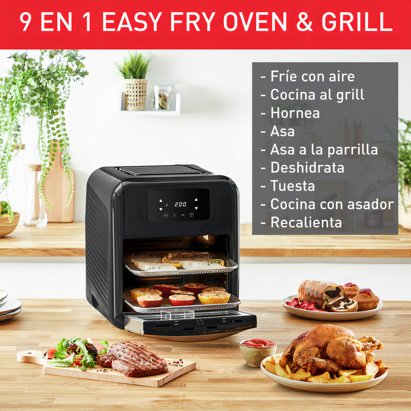 Easy Fry Horno & Grill 9 En 1, Freidora De Aire Y Horno Moul - Negro