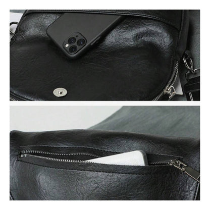 Cartera De Dama Bolso Para Mujer Bandolera De Cuerina Correa Negro Lisa