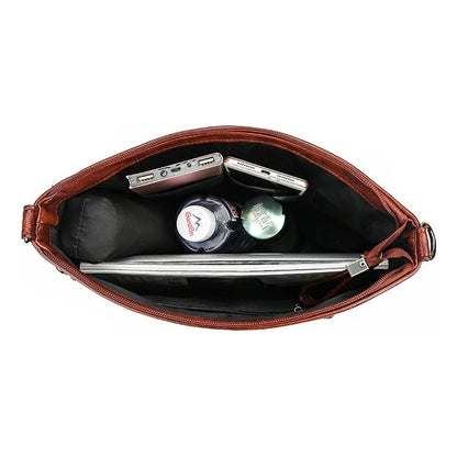 Cartera Bandolera Mujer Tachas Cuero Sintético Negra Marrón