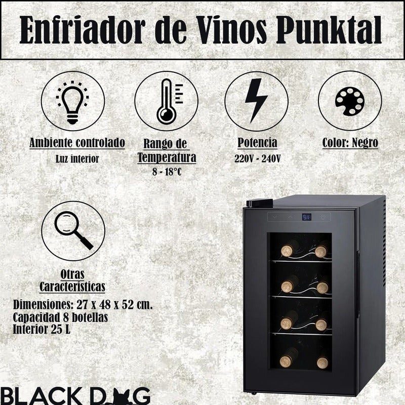 Enfriador De Vinos Punktal 8 Botellas 23 Litros Pk-ev81 Amv