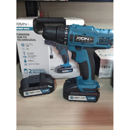 Taladro Atornillador Xion 2 Baterias Litio Inalambrico 20 V Verde Oscuro
