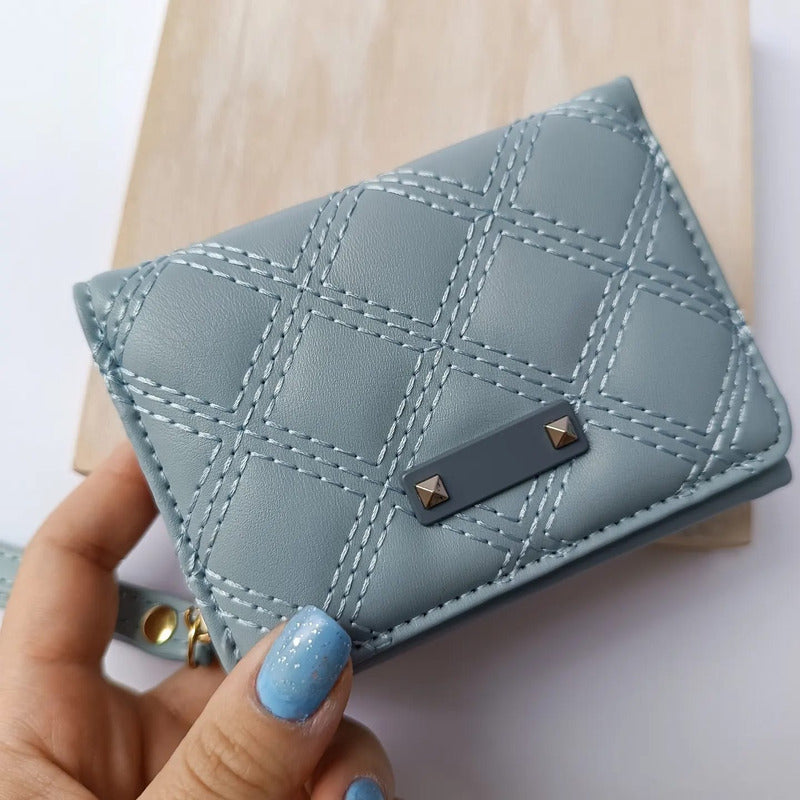 Billetera Dama Billeteras De Damas Con Monedero Para Mujer Celeste