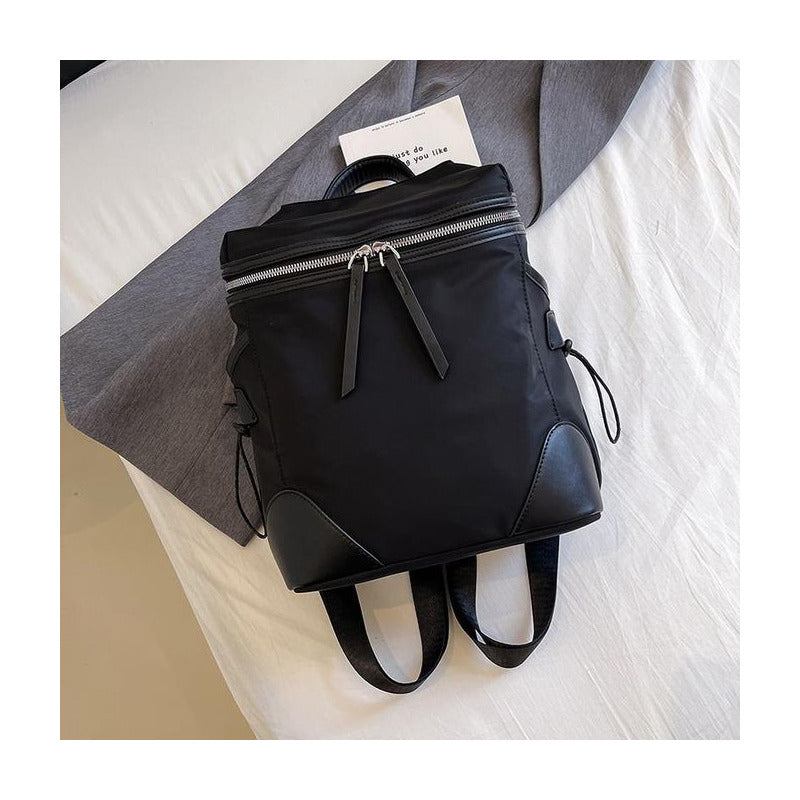 Mochila Para Mujer Impermeable De Tela Nylon Cartera De Dama Negro (1)