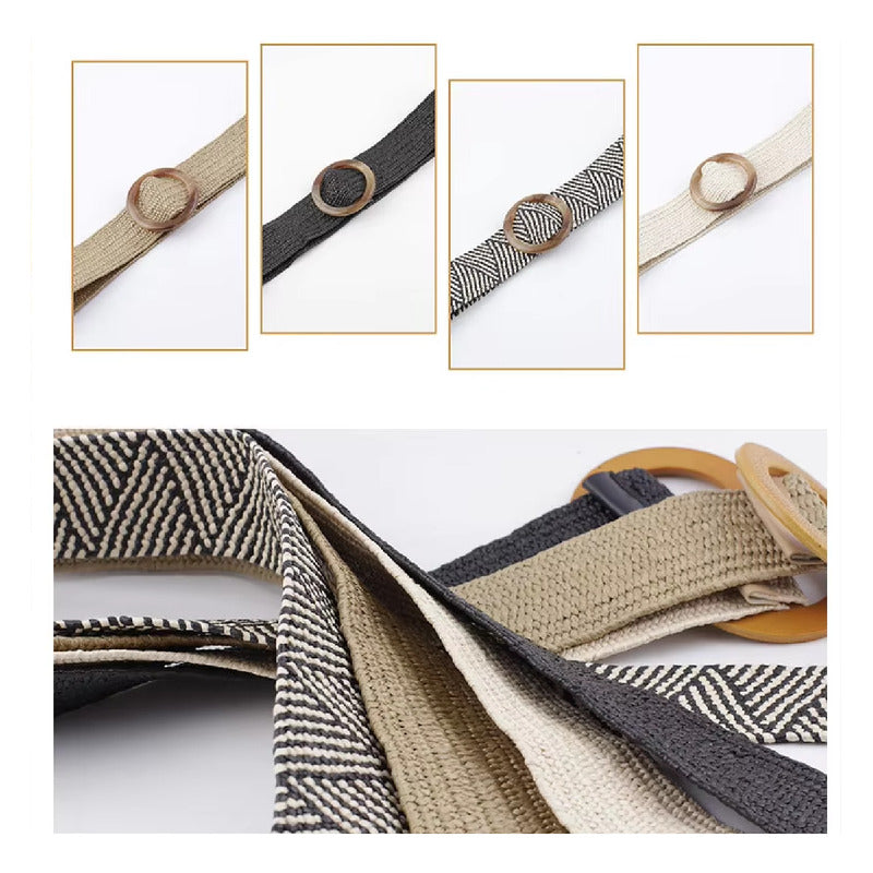 Cinto Cinturón De Tela Elastizado Yute Varios Diseñenos Crudo Único