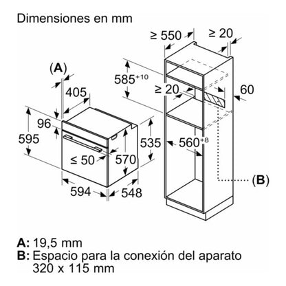 Horno De Empotrar Bosch Hba574es3 Limpieza Pirolítica 71 L - Inox