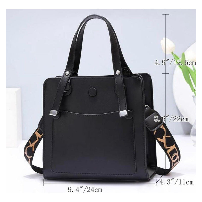 Cartera De Dama Bolso De Mano Para Mujeres Correa Ajustable Negro