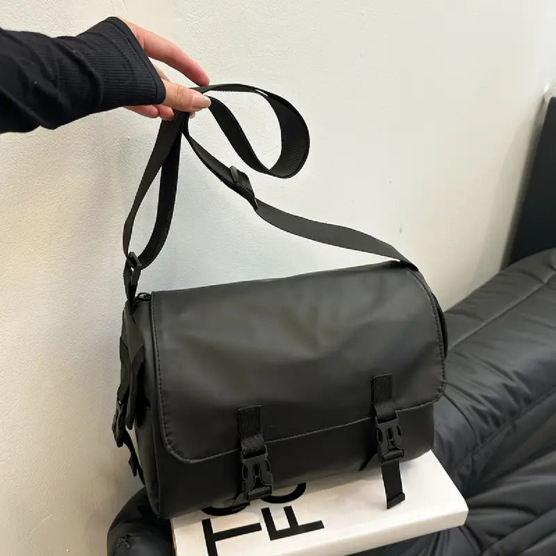 Bolso Plegable De Nylon Tela Impermeable Cartera De Hombro Negro Lisa