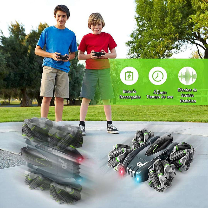 Auto Con Control Doble Cara Con Luces Led Todo Terreno 360° - Verde Oscuro
