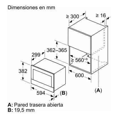 Microondas De Empotrar Bosch Bfl7221b1 Gourmet 21 Litros