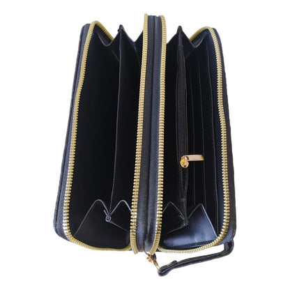 Billetera Doble Cierre De Dama Grande Espaciosa Con Monedero Marrón Claro