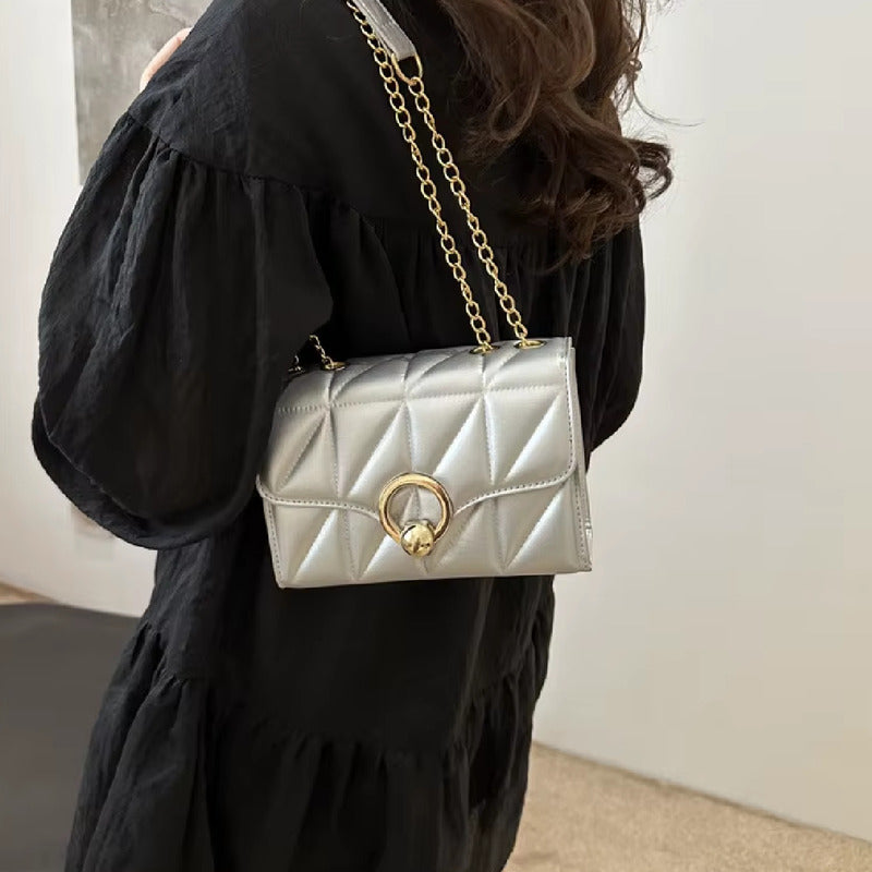 Bandolera Para Dama Bolsos Cartera De Mujer Correa Ajustable Plateado 1