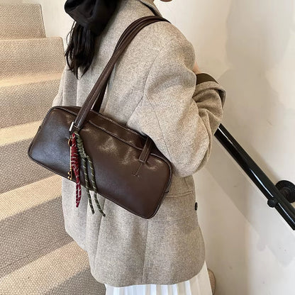 Carteras De Dama Bolsos Para Mujeres Bandoleras Capitoneadas Marrón Oscuro Liso