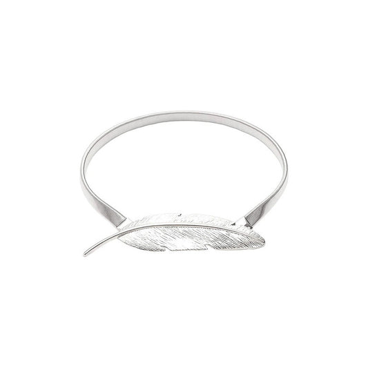 Cinto Elastizado Para Dama De Metal Diseño Dorado Y Plateado Plateado 1 70-90