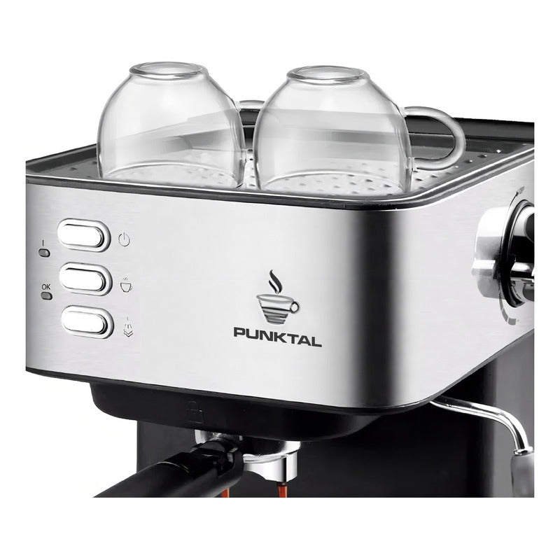 Punktal Pk-542 Cafetera Expresso Automática Acero Inox 15 Bares 850w 1.6 Lts. Vaporizador Espumador.