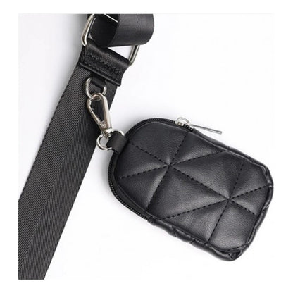 Cartera Bandolera Capitoneada Para Mujer Con Cierre Negro.