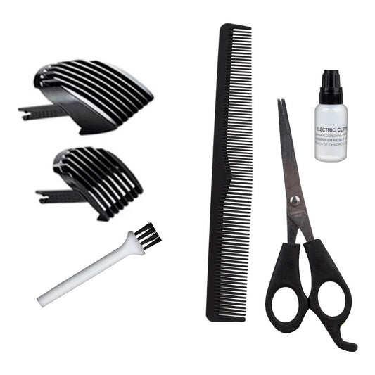 Corta Pelo  Barba Recargable 6 Accesorios 10 Niveles Punktal Negro