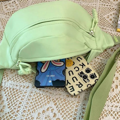 Riñonera Bandolera Para Dama Tela Impermeable Gran Capacidad Crudo Lisa