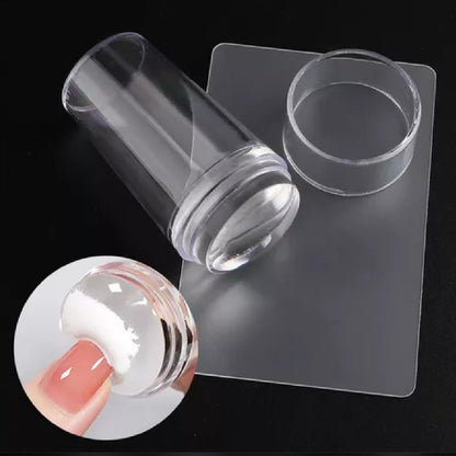 Sello Para Stamping Uñas Transparente Con Raspador Y Tapa