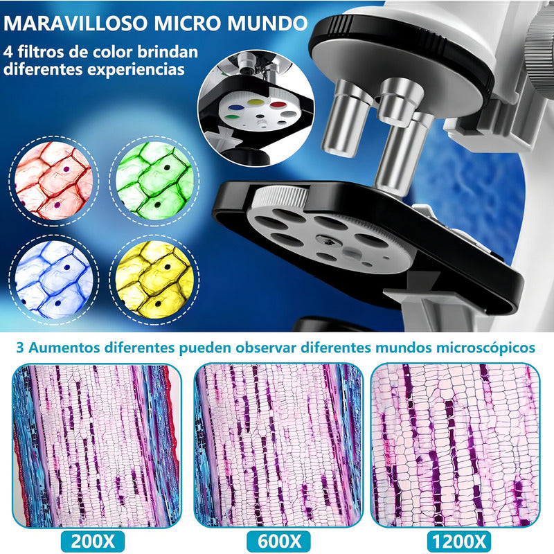 Microscopio Infantil 360° Aumentos + Kit De Ciencia