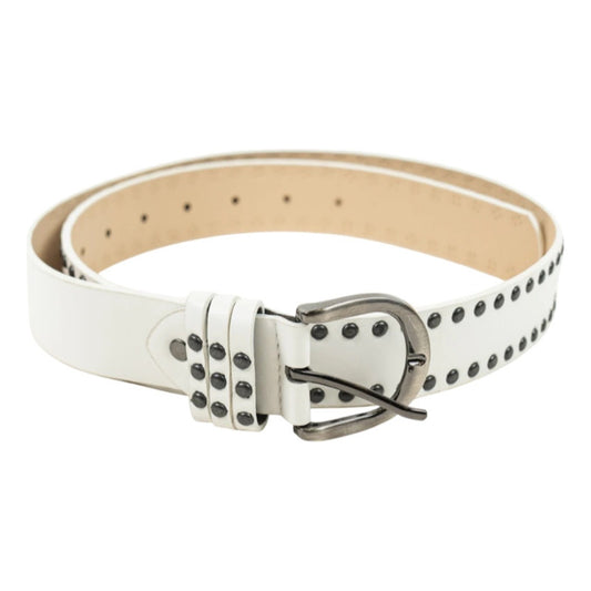 Cinto Con Tachas / Ojales Cinturón Para Dama Varios Diseños Blanco 2 112x3.8 Cm