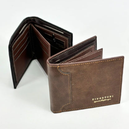 Billetera Para Hombre Con Monedero Sector Tarjeta De Cuerina Marrón Oscuro 1