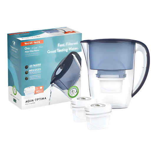 Jarra Aqua Optima Oria 2.8 L Purificador Agua + 3  Filtros Azul