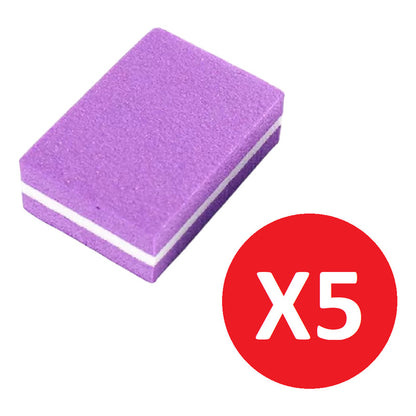 Lima Taquito Pulidor Mini Para Uñas Kit Pack X5 Unidades Violeta