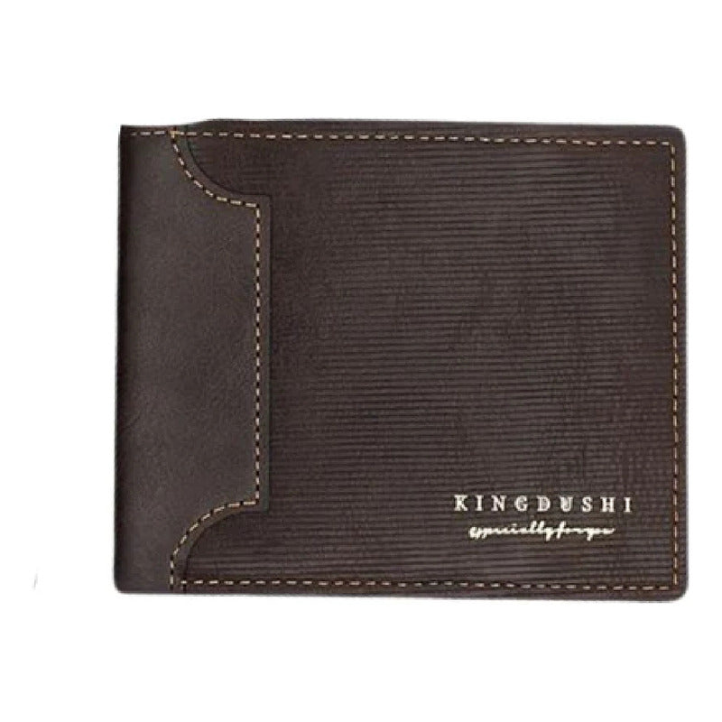Billetera Para Hombre Con Monedero Sector Tarjeta De Cuerina Marrón Oscuro 1