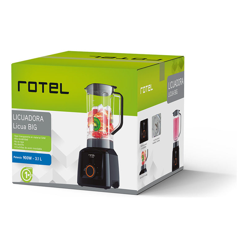 Licuadora De 3,1 Litros Licua Big 900w Rotel Color Negro - Negro